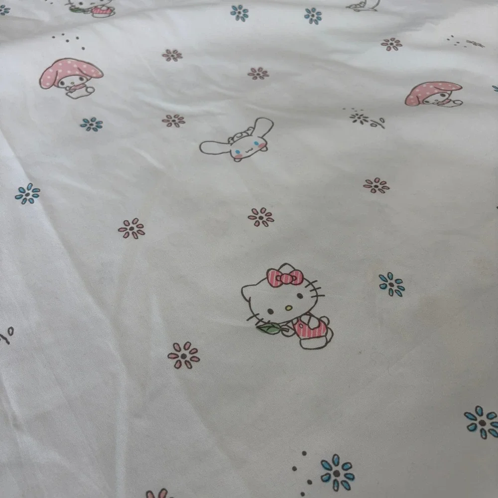 Sanrio Hello Kitty My Melody Cinnamoroll Twin Flat Sheet White Kids Bedding